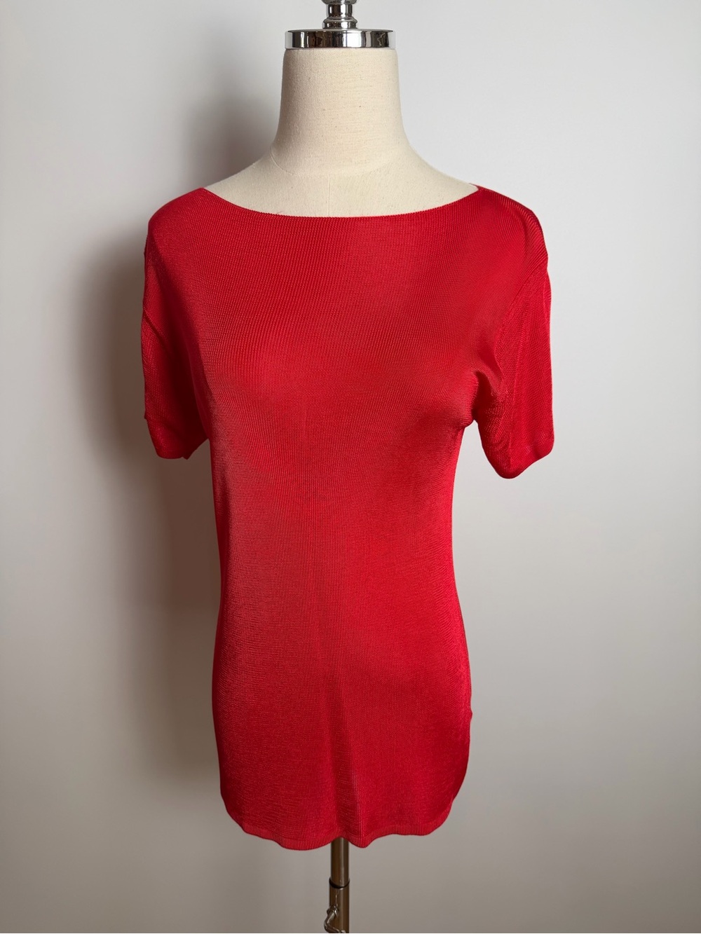 Ellen Tracy Red Boatneck Short-Sleeve Top Size M